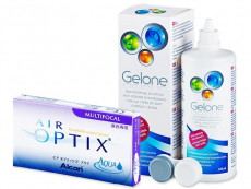 Air Optix Aqua Multifocal (6 lēcas) + Gelone šķīdums 360 ml