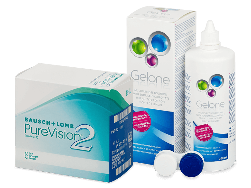 PureVision 2 (6 lēcas) + Gelone Šķīdums 360 ml
