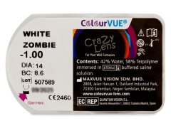 ColourVUE Crazy Lens - White Zombie - ar dioptriju (2 lēcas)