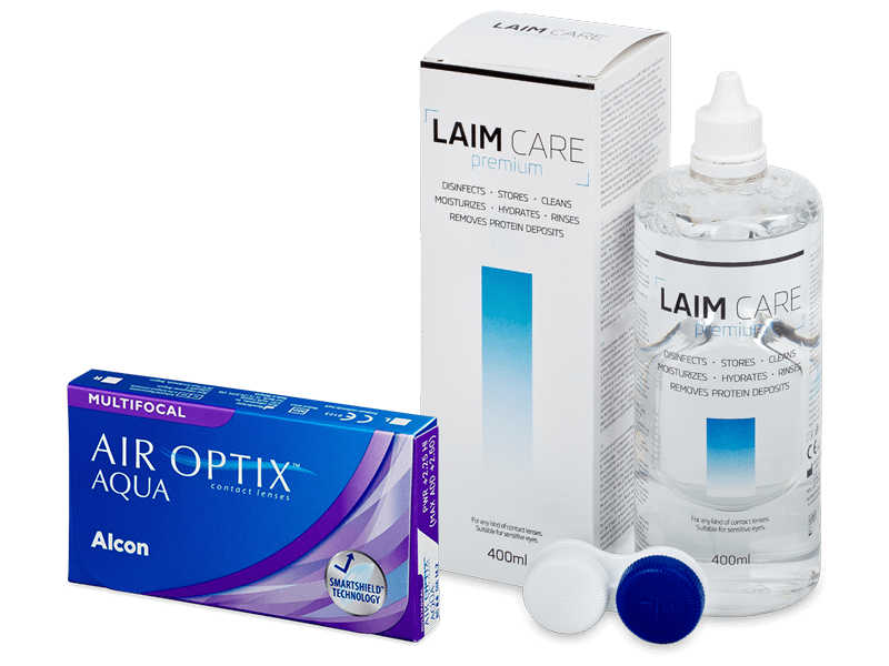 Air Optix Aqua Multifocal (6 lēcas) + Laim Care Šķīdums 400 ml