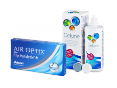 Air Optix plus HydraGlyde (3 lēcas) + Gelone Šķīdums 360 ml