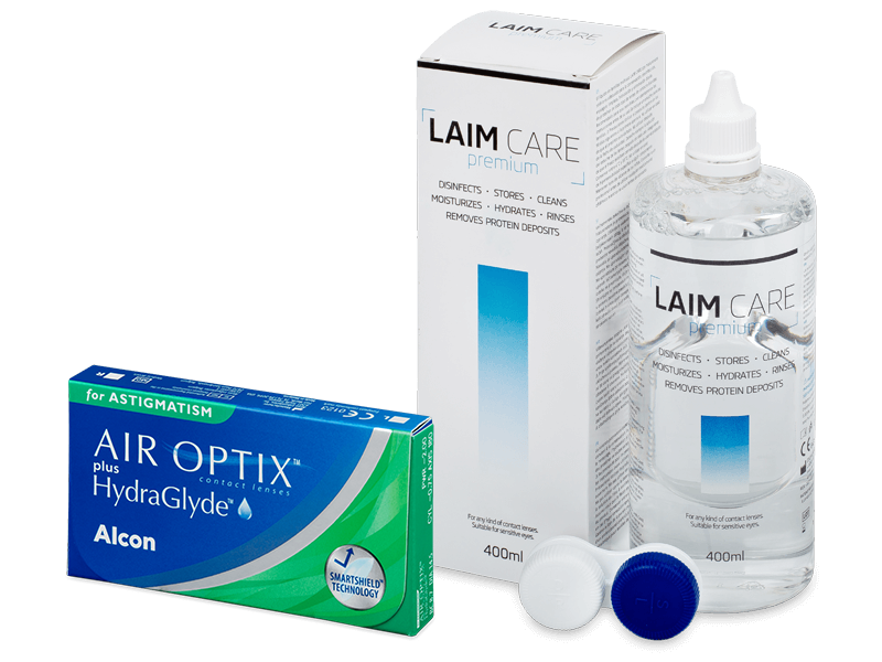 Air Optix plus HydraGlyde for Astigmatism (3 lēcas) + Laim-Care Šķīdums 400 ml
