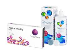 Avaira Vitality Toric (3 lēcas) + Gelone Šķīdums 360 ml