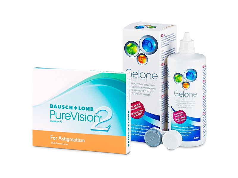 PureVision 2 for Astigmatism (3 lēcas) + Gelone Šķīdums 360 ml