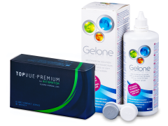 TopVue Premium for Astigmatism (6 kontaktlēcas) + Gelone šķīdums 360 ml