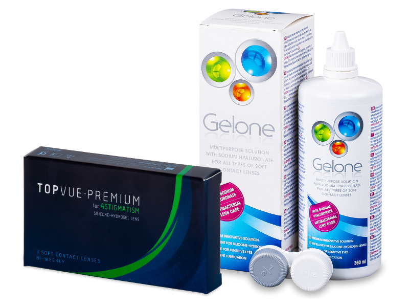 TopVue Premium for Astigmatism (3 kontaktlēcas) + Gelone šķīdums 360 ml