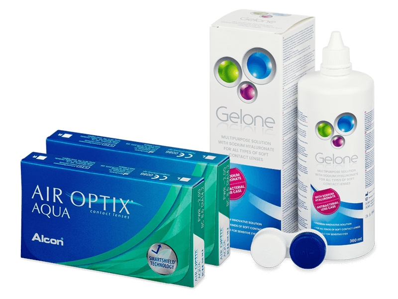 Air Optix Aqua (2x3 lēcas) + Gelone Šķīdums 360 ml